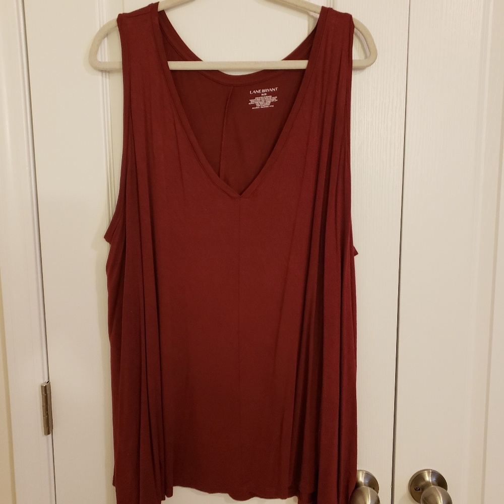 Lane Bryant tunic length tank in burgundy 26/28